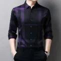 New Men's Casual and Fashionable Long Sleeved Shirt with Printed Anti Wrinkle Business Shirt - Image 3