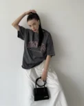 Blessyuki Quality Acid Wash Washed Print TShirt Women Plus Size Vintage Streetwear Mineral T-shirts Girls Luxury Brand Tops - Image 2
