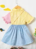 Girls Dress With Lapel Flared Sleeves Button Closure Waist Puffy Skirt Butterfly Bag Loose Travel New Style - Image 3