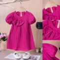 New Popular Baby Girl Dress Solid Color Cute Bubble Sleeve Dress Daily Comfortable Girl Wear Fashion Cute Style