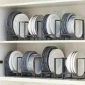 1pc Kitchen Cabinet Plate Storage Countertop Dish Rack Drawer Dinner Plate Partition Drain Rack Layered Storage Rack Accessories