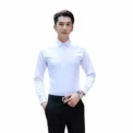 Men's Long Sleeve White Shirt Slimming Solid Color Professional Business Casual Workwear Top Slim Fit Casual Shirt - Image 5