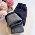 Autumn Winter Children's Jeans Boys and Girls' Solid color Thin Velvet Elastic Belt Jeans Infant Elastic Denim Pants1-6Y - Image 4