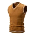 New Men's Knit V-Neck Sleeveless Vests Slim Fit Knitted Pullovers Sweaters Fashion Patchwork Smart Casual Streetwear - Image 4