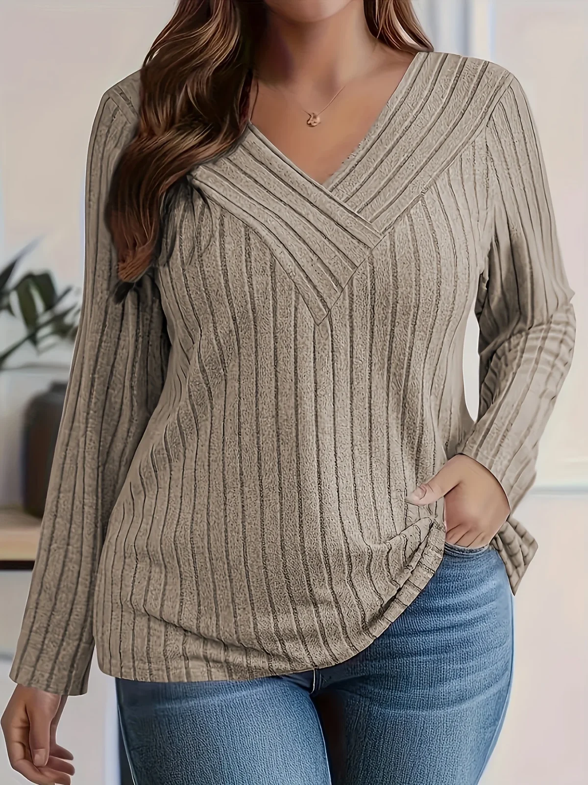 Plus Size Elegant Casual Woman T-Shirt Fashion Loose T-Shirt Woman Temperament Long sleeve T-Shirt Holiday Weekend - Image 1