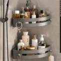 New Shampoo Rack Bathroom Shelf Alloy Makeup Storage Organizer Shower Accessories No Drill Wall Corner Shelf - Image 5
