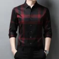 New Men's Casual and Fashionable Long Sleeved Shirt with Printed Anti Wrinkle Business Shirt - Image 4