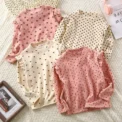 Spring Girl Children Ruffle Collar Floral Print Tshirt Boy Baby Solid Ribbed Bottoming Shirt Kid Casual Cotton Tees Clothes