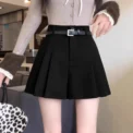 Khaki Woolen Mini Shorts Women's High Waist Autumn Winter Outdoor Boot Pants A- Line Wide Leg Casual Pants Skirt - Image 4