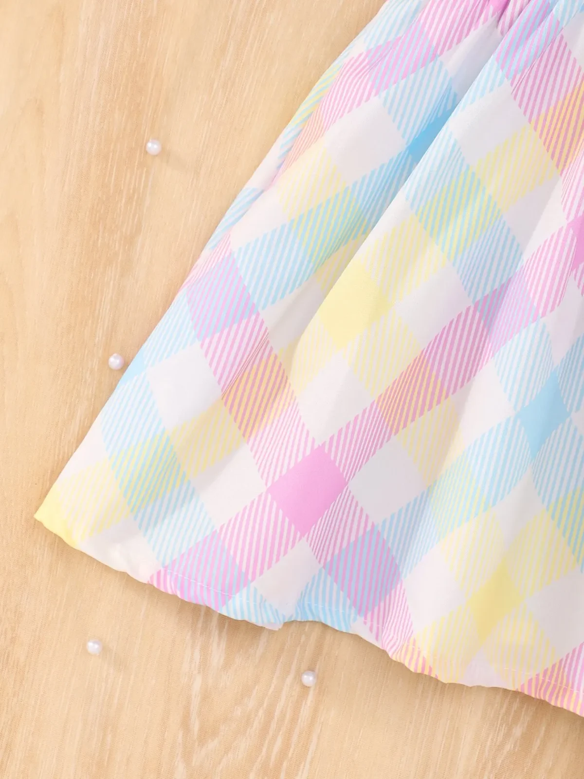 Summer Flying Sleeveless Pink Blue Plaid Full Print Dress Version Slim And Simple For Baby Girls Outdoor Travel Holiday Dress - Image 6