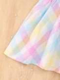 Summer Flying Sleeveless Pink Blue Plaid Full Print Dress Version Slim And Simple For Baby Girls Outdoor Travel Holiday Dress - Image 6