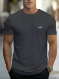 Fashionable casual men's solid color letter print pattern casual loose street fitness high quality versatile men's T-shirt 343 - Image 2