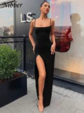 Nibber red black New year christmas party long dresses women spring Basic bodycon lace up stretch Slim midi dresses femme - Image 4