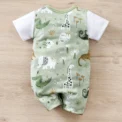 IURNXB Adorable Infant Zoo Animal Print Romper for Boy Newborn Baby Faux Two-Piece Bodysuit with Short Sleeves Casual Play Wear - Image 2