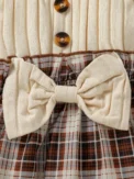 New Baby Girls Autumn Long Sleeve With Bow Plaid Fahion Cute Dress - Image 3