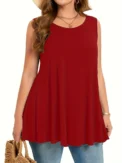 Plus Size Simple Solid Tank Top Casual Crew Neck Sleeveless Tank Top For Summer Women's Plus Size Clothing - Image 5