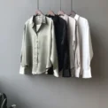 Spring Fashion Button Up Satin Silk Shirt Vintage Blouse Women White Tops Lady Long Sleeves Female Loose Street Shirts - Image 3