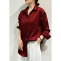 All-match Satin Finish Shirts And Blouses Women Clothing Casual Top OL Long Sleeve Button Elegant Shirts French Solid Blouses - Image 2