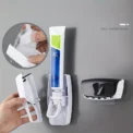 A Set Wall Mount Automatic Toothpaste Dispenser & Toothbrush Holder Set, Dust-proof Bathroom Accessories Squeezer - Image 5