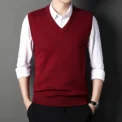 Men's Solid Color Sweater Vest Casual Fashion Warm Top for All Seasons Comfortable Breathable Layering Essential - Image 4