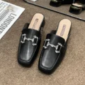 Women Pumps Shallow Shoes 2025 Footwear Heels Fashion Metal Buckle Strap Ladies Thick Heels Shoes Leather casual sandals - Image 2