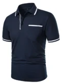 Men's casual fashion solid color short sleeve top lapel men's short sleeve T-shirt Casual fashion solid color top short sleeve - Image 3