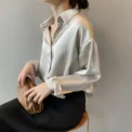 Spring Fashion Button Up Satin Silk Shirt Vintage Blouse Women White Tops Lady Long Sleeves Female Loose Street Shirts - Image 4