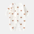 All Seasons Newborn Baby Boy Girl Romper 100% Pure Cotton Soft Cartoon Bear Bodysuit with Hat - Image 4