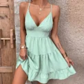 Elegant casual women's dress halter halter ruffled woven sexy women's dress - - Image 3
