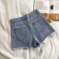 Summer Women's Cowboy Shorts High Waist Casual Blue Denim Shorts Pocket Tassel Perforated Fashion Shorts Y2K Female Jeans - Image 4