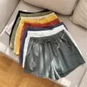 Solid Casual Linen Shorts Summer High Waist Women Workout Shorts Fashion Gym Sports Shorts Ladies Shorts Sport Basic Pants Femme - Image 2