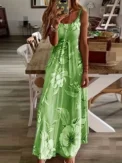 Hot Summer  Women's Clothing Sexy Low Cut Printed Floral Strap Dress - - Image 5