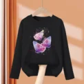 New Girls Autumn Clothes Butterfly Graphic T-shirt 3-14 Age Kid Long sleeved Cotton Tops Fashion Brand Tees - Image 2