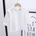 Autumn Winter Children Kids Boys Girls T-shirts Tops Turtleneck Solid Long Sleeve Warm Fleece Bottoming Shirts Tees for Kids - Image 3