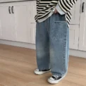 Childrens Spring and Autumn New Casual Pants for Small and Medium Sized Children Side Pocket Grinding White Boys Jeans - Image 4