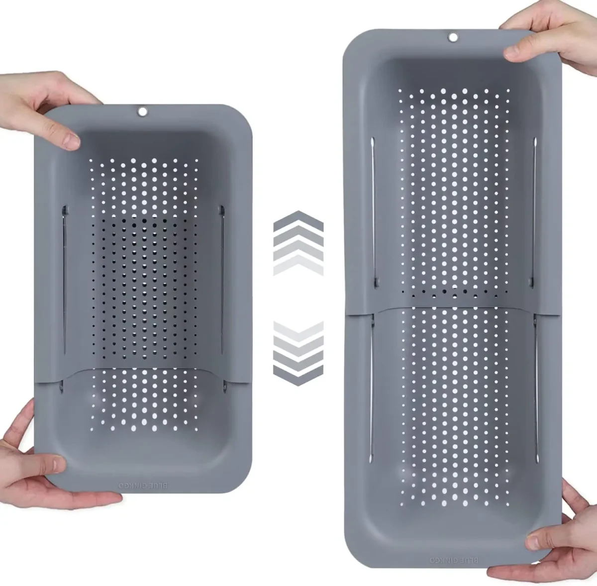 Expandable Sink Colander Strainer Basket Wash Drain Dry Dishes Veggies Pasta Kitchen Utensil Drainer Tool Home Essential Gray - Image 1
