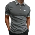 New Men Casual Pure Color Short Sleeve Button Polo Shirt Summer Men Slim Fit Golf Polo Shirt 100% Polyester Quick Drying Polo - Image 4