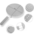 Silicone Kitchen Splatter Screen with Handle Heat-resisting Oil Splash Guard Drain Board Cover Kitchen Frying Pan Lid - Image 5
