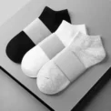 Cross-Border Men's Socks Cotton Jacquard Solid Color Black White Grey Adult Pop-Socks Spring Summer Season Footwear - Image 3