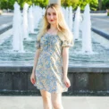 Women Mini Dresses Summer Fashion Female Vestidos Print Floral Chiffon Dresses Shirring Pleated Short Puffy Sleeve Casual Dress - Image 5