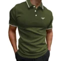 New Men Casual Pure Color Short Sleeve Button Polo Shirt Summer Men Slim Fit Golf Polo Shirt 100% Polyester Quick Drying Polo - Image 3