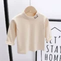 Autumn Winter Children Kids Boys Girls T-shirts Tops Turtleneck Solid Long Sleeve Warm Fleece Bottoming Shirts Tees for Kids - Image 4