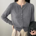 Fashion Women's Thin Fleece Knit Loose Short Cashmere Sweater Round Neck Warm Korean Casual Female Sweater Top Cloting - Image 2