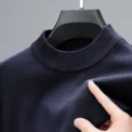 Mens Half Turtleneck Knitwear Sweater Autumn Mock Neck Sweatshirts Solid Color Pullover Streetwear Winter Warm Knitted Sweater - Image 5