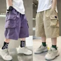3-14 Years Summer Teenage Boys Pants Stereoscopic Pocket Design Comfortable Loose Fitting Style Short Trousers For Kids - Image 2