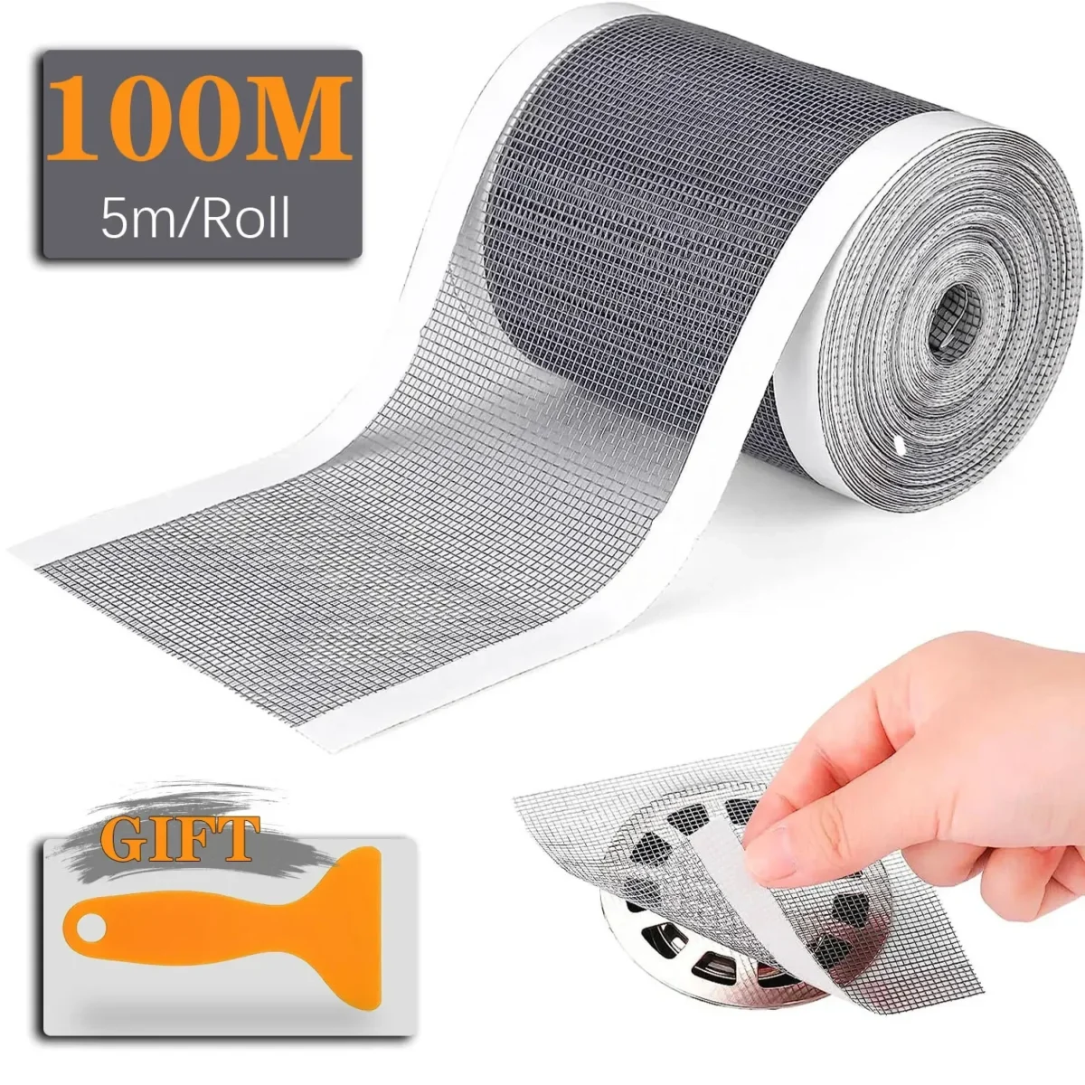 5~100m Cutable Shower Drain Hair Catcher Self-Adhesive Floor Drain Stickers Disposable Mesh Sink Strainer Filter Fo - Image 1
