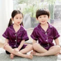 Summer Short Sleeve Kids Pajamas Sets Satin Silk Button Down Loungewear Girls Sleepwear Boys Clothing Sets Children Pyjamas Pjs - Image 5