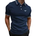 New Men Casual Pure Color Short Sleeve Button Polo Shirt Summer Men Slim Fit Golf Polo Shirt 100% Polyester Quick Drying Polo - Image 2