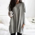 Women‘s Long Sleeve Pocket Tunic Tops Blouse Ladies Casual Loose Jumper Pullover Plus Size Clothing For Female