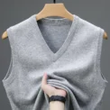 New Spring Autumn 6 Wool Sleeveless Cashmere Vest Men Work Sweater Solid Color Knitted Male Waistcoat High Quality Pullover - Image 6